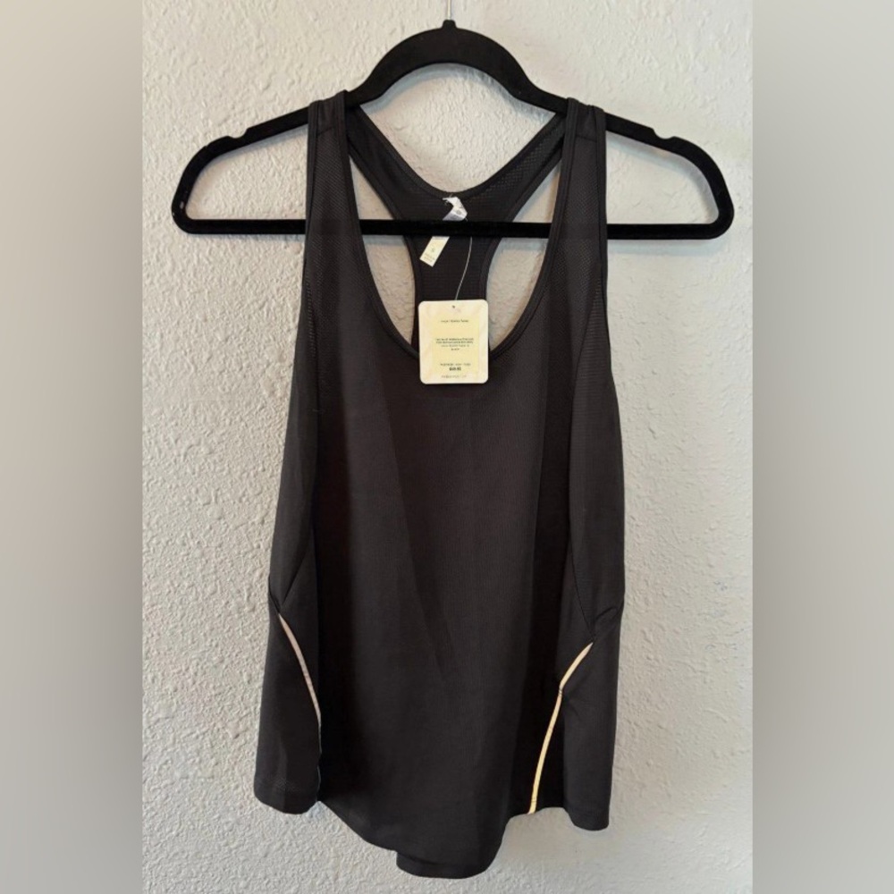 Fabletics Black Tank Top with Gold Accents